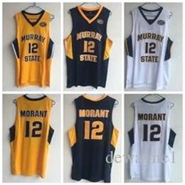 Nikivip Murray State Racers 12 Ja Morant Jersey Temetrius Jamel College Basketball Wears University Shirt Yellow Blue White OVC Ohio Valley NCAA