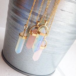 Pendant Necklaces Stainless Steel Multi-color Geometric Unisex Personality Short Crystal Stone Clavicle Necklace