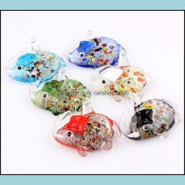 Pendant Necklaces Pendants Jewelry Wholesale 6Pcs Handmade Murano Lampwork Glass Mix Color Elephant Fit Necklace J De2