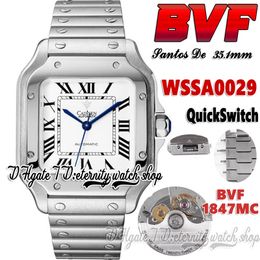 BVF V3 Bv0029 Japan Miyota 9015 Modify 1847MC Automatic Womens Watch 35.1mm White Dial Roman Markers Quick Switch Stainls Steel Bracelet Couple Eternity