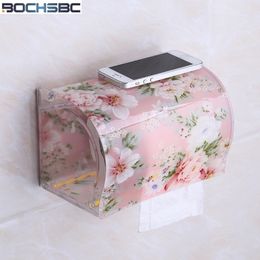 BOCHSBC Toilet Paper Holder Plastic Acrylic Waterproof Roll Box Free Stiletto Creative Door Towel Y200108