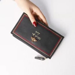 bee Genuine cow leather women designer wallets lady fashion casual clutchs female zipper zero card purses no11