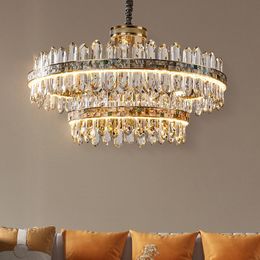 Postmodern Simple Luxury Shell LED Crystal Chandeliers Round/Rectangular Pendant Lamps Suspension Lights For Living Dining Room Bedroom Mall Store