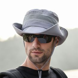 Men Summer Foldable Sun Fisherman Outdoor Sports Fishing Hat Wide Brim Casual Travel Beach screen UV Protection Cap U53 220427
