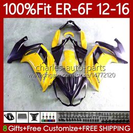 Injection Mould Fairings For KAWASAKI NINJA 650R Gloss yellow ER-6F ER6 F ER 6F ER6F 12 13 14 15 16 Body 136No.49 650-R 2012 2013 2014 2015 2016 650 R 2012-2016 OEM Bodywork