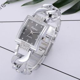Wristwatches Elegant Quartz Watch For Women Fashion Womens Watches W/ Crytal Casual Ladies Wristwatch Steel Chain Bracelet Montre FemmeWrist