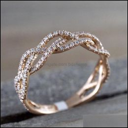Band Rings Jewelry Zircon Twist Geometric Ring Fashion Lady Luxury Design Wedding Party Drop Delivery 2021 Ogbx2