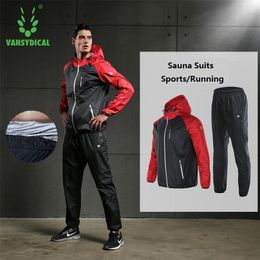 Vansydical Sweat Sets Mens Running Training Suits Zipper Hooded Jackets and Pants Set Quick Sweating Sports Suit Sunna Set 201128