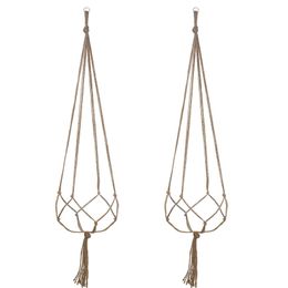 1 Pcs 90/105/122cm Flower Pot Hanger Hemp Rope Hanging Basket For Courtyard Home Decor Garden Handmade Macrame Plant Hanger 20220512 D3