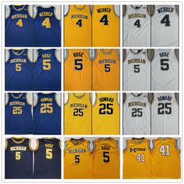 5 Jalen Rose Jersey 25 Jace Howard Glen Rice Jersey Chirs Webber 2022 NCAA Michigan Wolverines Stitched College Basketball Wears RJ Barrett Paolo Banchero Grant Hill