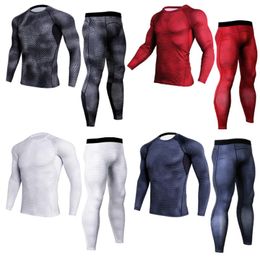 Men's Tracksuits Men's Suits Rashguard MMA Compression Clothing Mens Tracksuit Set Fitness Leggings T-shirts Thermal Underwear Base Laye