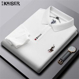 T shirt for men Men's Fall Spot Cotton Embroidery Fit Long-sleeved Fashion Men's Business Polo Shirt - 220402