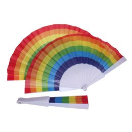 Rainbow Fans Folding Fans Art Colourful Hand Held Fan Summer Accessory For Birthday Wedding Party Decoration Party Favour Gift DH20100