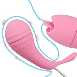 Sex toy Toy Massager 12 Speed Clitoris Stimulator Implantable Vagina 2 in 1 g Spot Vibrating Egg Tongue Licking Vibrator Toys for Women XY3L