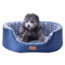 All Season Pet Dog Bed Detachable Puppy Cat House Star Paw Comfortable Pad Sofa Mat Coral Fleece for Small Medium Large Dogs LJ200918