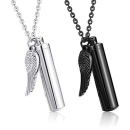 Cremation Urn for Ashes Memorial Keepsake Pendant with Angel Wing Charm Necklace Stainless Steel Cremation Jewelry