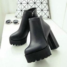 Drop Shipping Sexy Ultra High Heels Woman Female Round Toe Martin Thick Heel Platform Women Shoes Ankle Boots Y200114 GAI GAI GAI