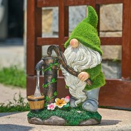 Decorative Objects & Figurines TERESA'S COLLECTION Garden Gnome Resin Figure Flocked Solar Sculpture Ornaments Miniature For Outdoor Yar