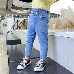 Jeans For Girls Solid Color Girl Jeans Spring Autumn Jeans Girls Casual Style Kid Clothes 210412
