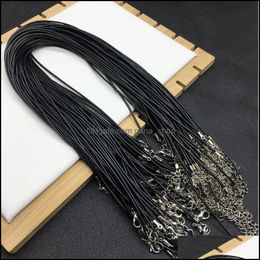 Chains Necklaces Pendants Jewelry Black Leather Cord 45Cm Chain Necklace Rope Pendant Accessory Drop Deli Dhj35