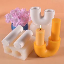 Round Randle Silicone DIY Geometric Ushaped Candlestick Candle Holder Making Kit Soap Resin Mould Gifts Craft Home Decor 220629