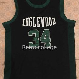 Sjzl98 Paul Pierce #34 Inglewood High School Retro Throwback Basketball Jersey Farragut Embroidery Stitched Any Name And Number