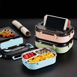 MICCK Portable Compartment Insulated Lunch Box Japanese-style Office Worker Portable Separation Microwave Heating Lunch Box 201015