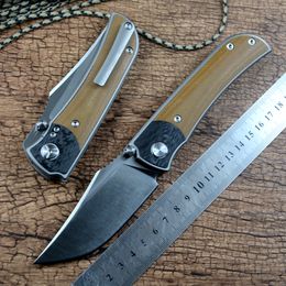 D2 Satin Blade TWOSUN Folding Knife Titanium Handle Ceramic Ball Bearing Washer Flipper Fast Open Outdoor Camping Hunting Pocket TS301