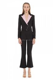 Women's Two Piece Pants Women Tuxedo Vest Work Suits Set Ladies SuitWomen's