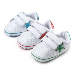 First Walkers 2022 Arrival Sequin Star Baby Boys Fashion Sneakers Soft Sole Infant Toddler Shoes Pu Leather 0-18M