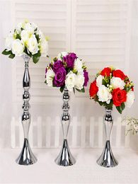 Candle Holders 10pcs Sliver Flowers Vase Candlestick Centrepieces Road Lead Candelabra Wedding Porps Christmas DecoCandle