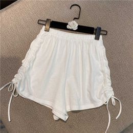 DEAT summer fashion women clohte pleated drawstring high waist elastic shorts female s WR69201L 210709