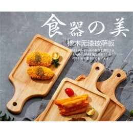 Oak unpainted pizza wooden tray steak board chopping plate French frie Chicken Bread Plate Japanese custom 220621