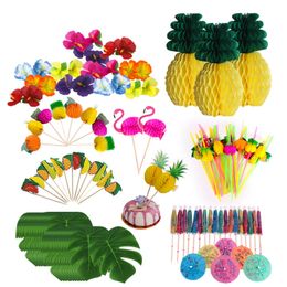 Party table layout props Honeycomb fruit stick small paper umbrella simulation turtle back leaf Drinking straws