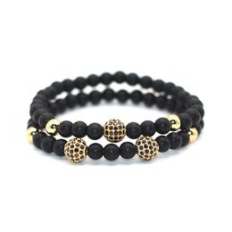 Charm Bracelets 2Pcs/set Lucky Gem Fashion Natural Black Mantra Prayer Beads Buddha Bracelet For Women And Mens Pulseras MasculinaCharm