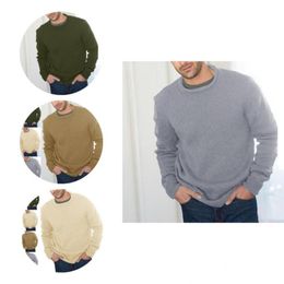 Men's Sweaters Soft Texture Fashion Pure Color Warm Knitwear Jumper Ribbed Knitted Sweater O-Neck For Autumn WinterMen's