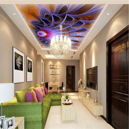 Custom 3d ceiling murals wallpaper Colorful spiral wall paper for living room Fashion new design