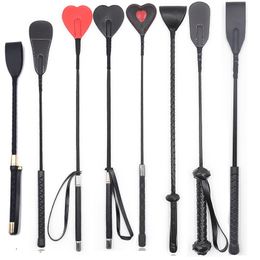 Leather Cosplay Bondage Whip Crop Spanking Horse Riding Flogger Flapper Cane BDSM Sex Toys For Couples 220411
