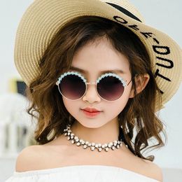 Round Kids Sunglasses Flower Baby Children Shades Sun Glasses Girls Cute Half Frame Metal Eyewear UV400