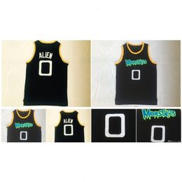 NC01 Top Quality 1 Mens Space Jam Alien Monstars Tune Squad Basketball Jerseys Moive Black Alien Stitched Shirts S-XXL