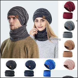 Party Hats Festive Supplies Home Garden Winter Beanie Hat Scarf Set Women Men Fashion Slouchy Warm Knitted For Outdoor Sports Hilking Skii