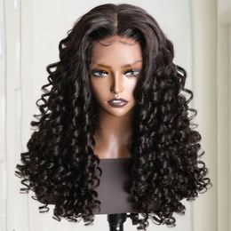 Front Lace Middle Part Wigs Bouncy Curly Spiral Curl Loose Wave