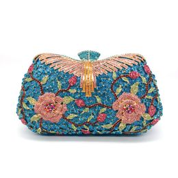 Evening Bags FASHION Women's Crystals / Hollow-out Alloy Bag Crystal Clutch Party Purse Wedding Small HandbagEvening