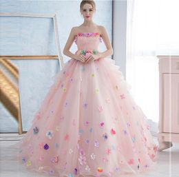 pink Lace Appliques Champagne ball gown Wedding Dresses Open Back 3D Flowers Sexy Bridal Gowns New Arrival mermaid dress 2022