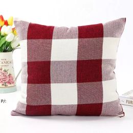 Classic large lattice pillowcase linen decorative pillow case Living room bed office cushion cover