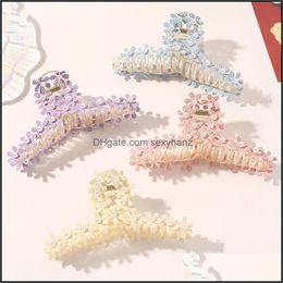 Clamps Hair Jewellery Fashion Accessories Hairpin Clips Little Daisy Flower Pearl Claw Jaw Hairs Holder Plastic Headdress Girl Back Of The Hea