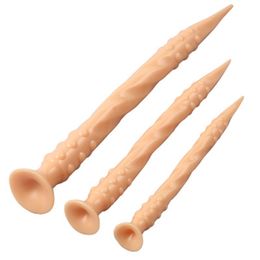 Explosive 65cm Super Long Soft With Suction Cup Male And Female Masturbation Device Threaded Particles Analplug Dildo Adult Toys 220412