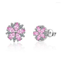 Stud Utimtree Wedding Earrings For Brides Crystal Pink Zircon Silver 925 Sterling Earring Jewelry Women's Earing Gift DecoratingStud Mil