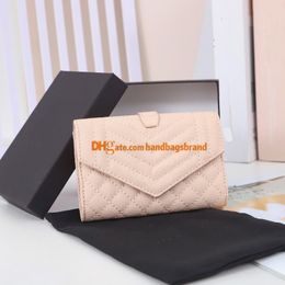 Fashion y letter ladies card holder caviar short pures with card holder luxury designer wallet leather business credit card holders 0670