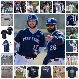 Xflsp 2022College Custom Penn State Nittany Lions Stitched Baseball Jersey 30 Anthony Steele 10 Tanner Folds 49 Ben DeMell 20 Blaise Sclafani 19